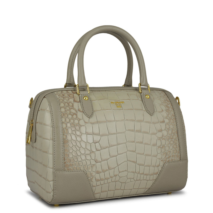 Medium Croco Franzy Leather Satchel - Frost