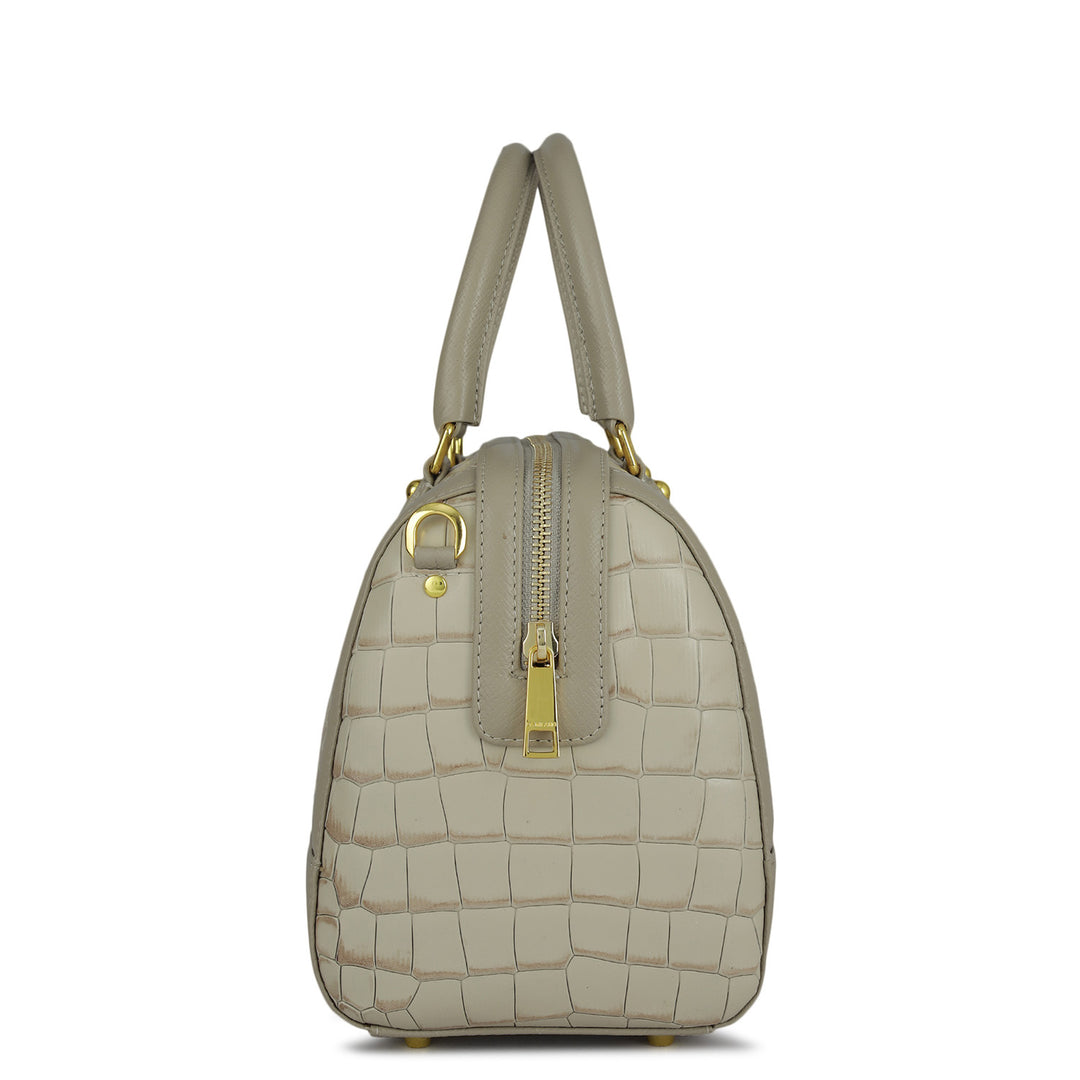 Medium Croco Franzy Leather Satchel - Frost