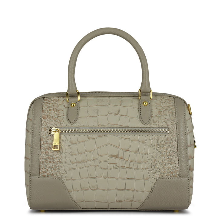 Medium Croco Franzy Leather Satchel - Frost