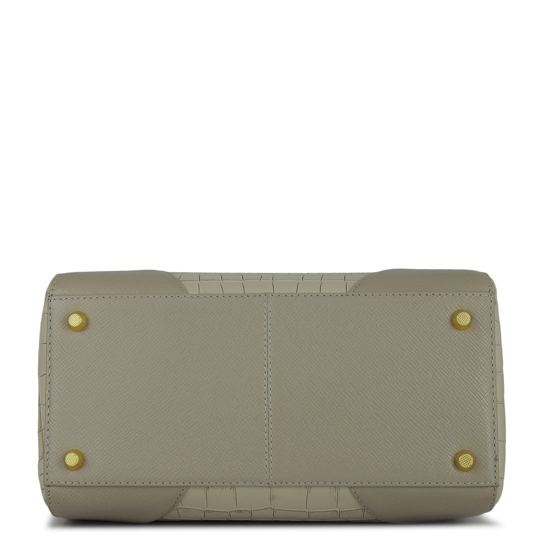 Medium Croco Franzy Leather Satchel - Frost