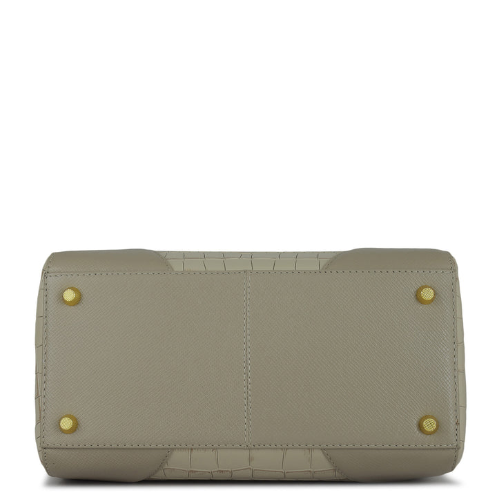 Medium Croco Franzy Leather Satchel - Frost