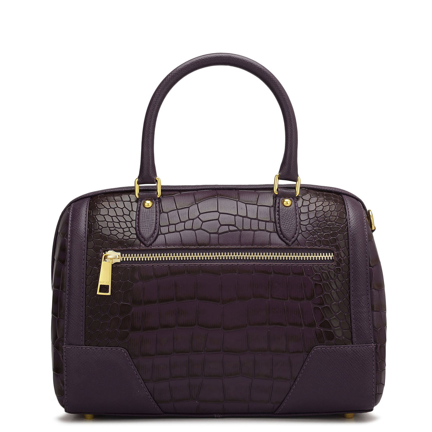 Medium Croco Franzy Leather Satchel - Grapevine