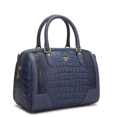Medium Croco Franzy Leather Satchel - Stardust
