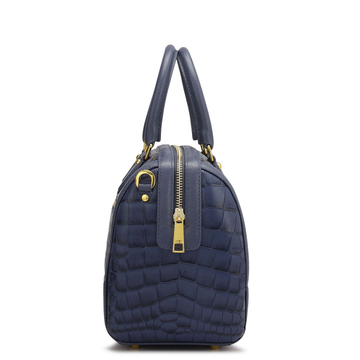 Medium Croco Franzy Leather Satchel - Stardust
