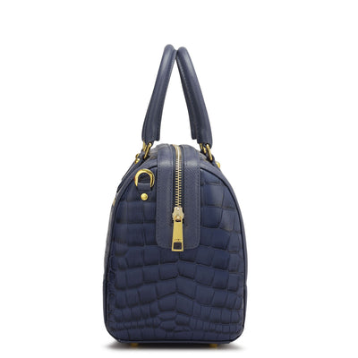 Medium Croco Franzy Leather Satchel - Stardust