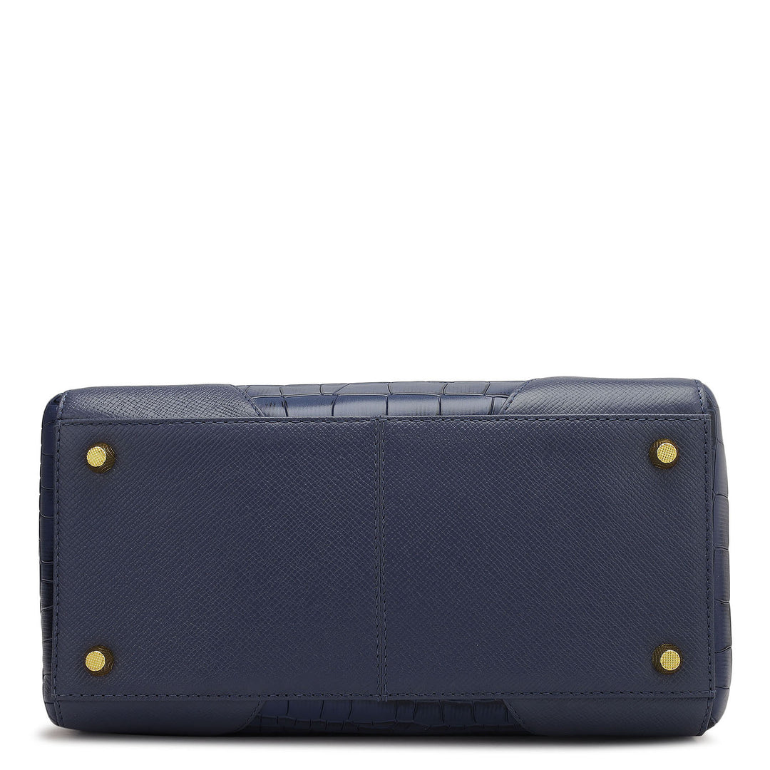 Medium Croco Franzy Leather Satchel - Stardust