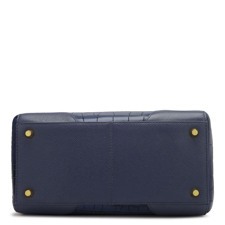 Medium Croco Franzy Leather Satchel - Stardust