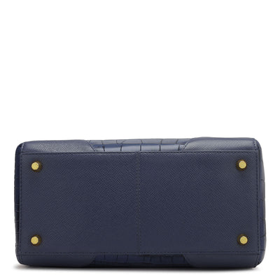 Medium Croco Franzy Leather Satchel - Stardust