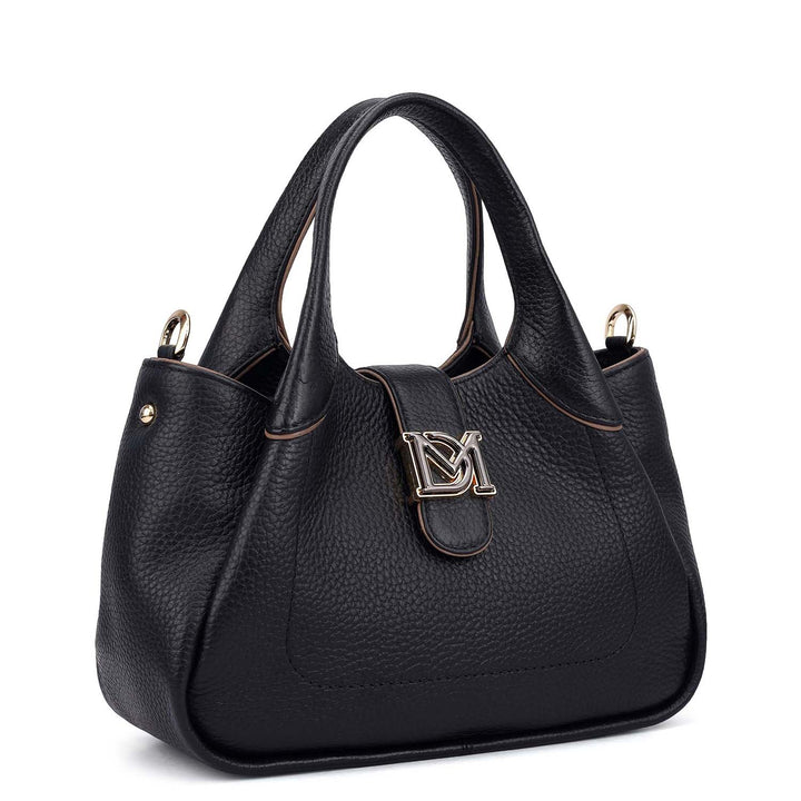 Small Wax Leather Satchel - Black