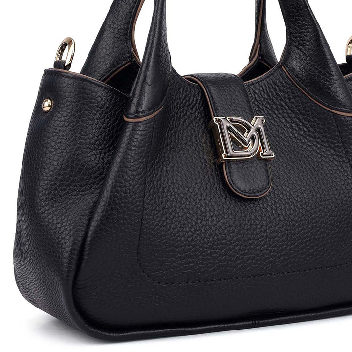 Small Wax Leather Satchel - Black