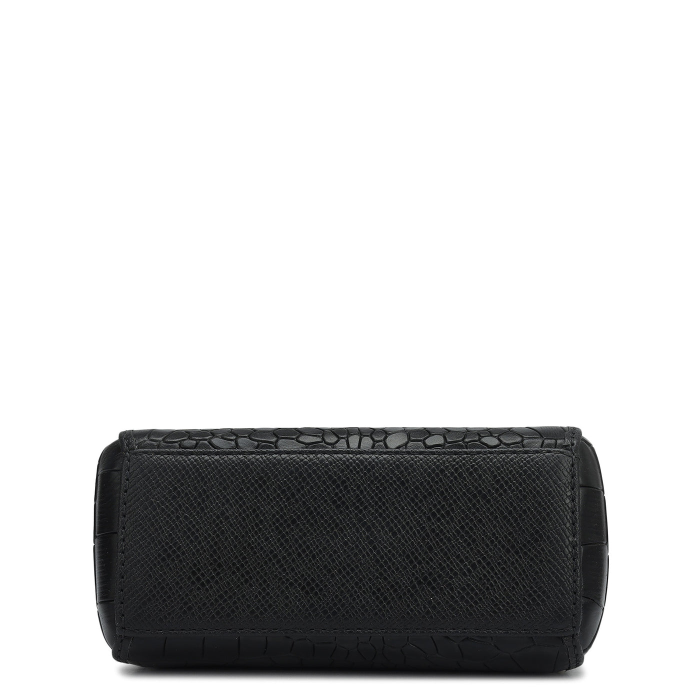 Small Croco Leather Satchel - Black