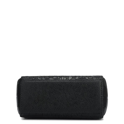 Small Croco Leather Satchel - Black
