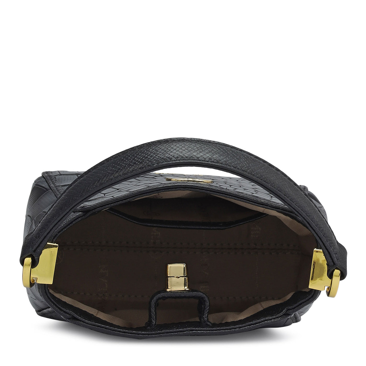 Small Croco Leather Satchel - Black