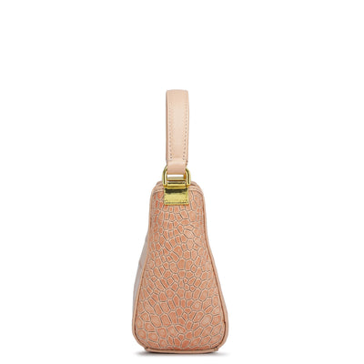 Small Croco Leather Satchel - Peach