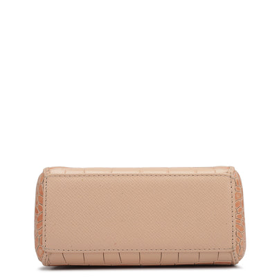 Small Croco Leather Satchel - Peach