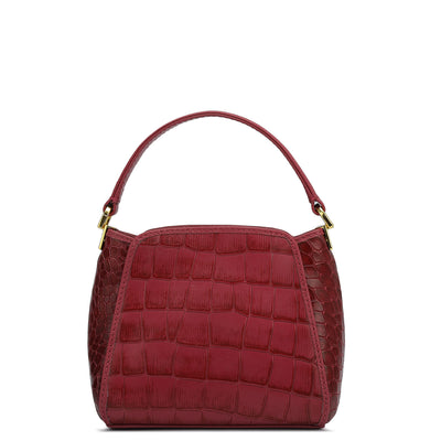 Small Croco Leather Satchel - Plumberry