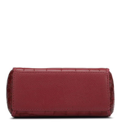 Small Croco Leather Satchel - Plumberry