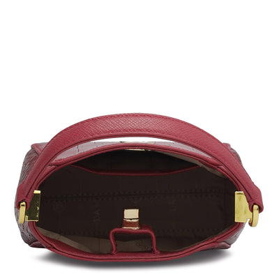 Small Croco Leather Satchel - Plumberry
