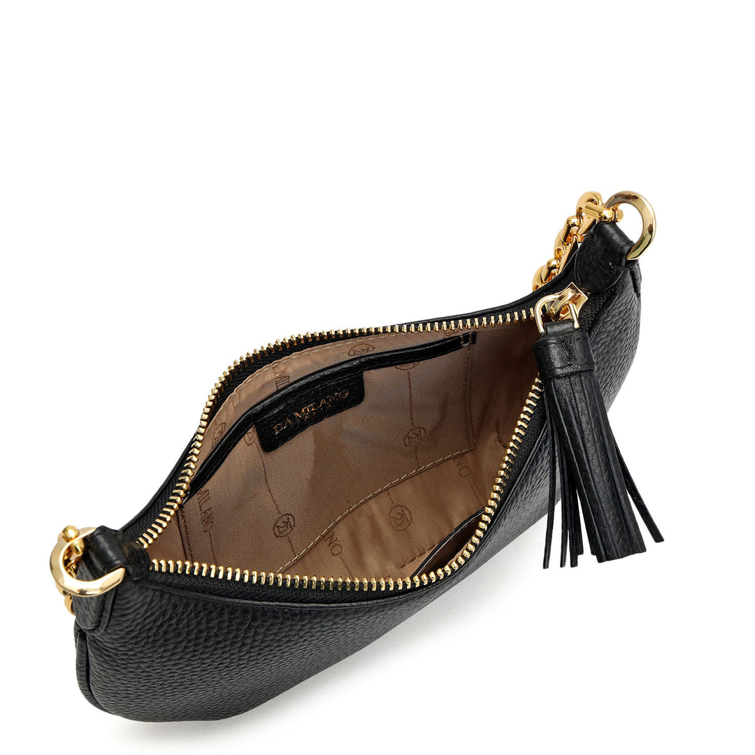 Small Wax Leather Baguette - Black