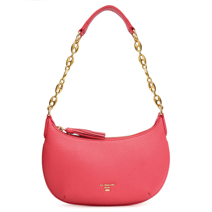 Small Wax Leather Baguette - Corallo