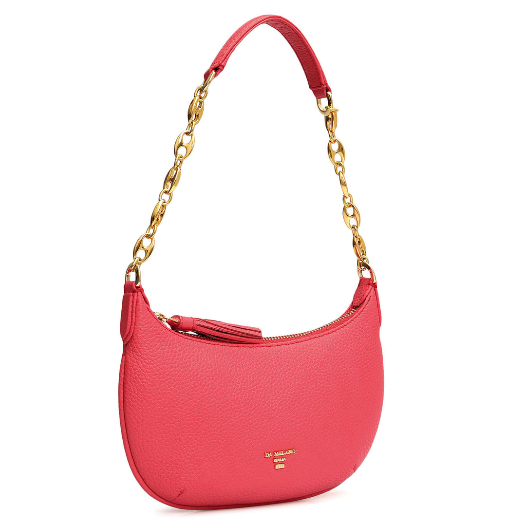 Small Wax Leather Baguette - Corallo