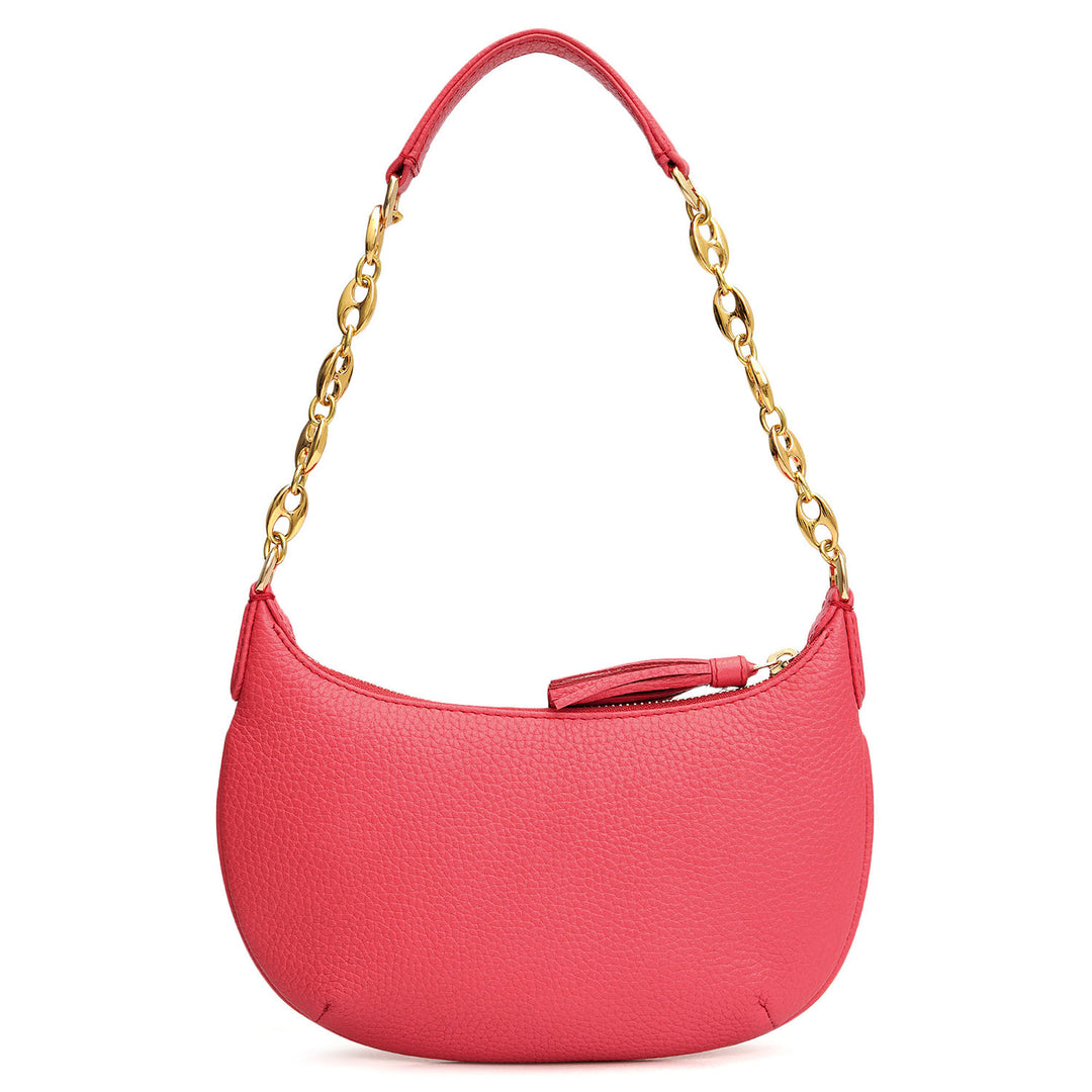 Small Wax Leather Baguette - Corallo