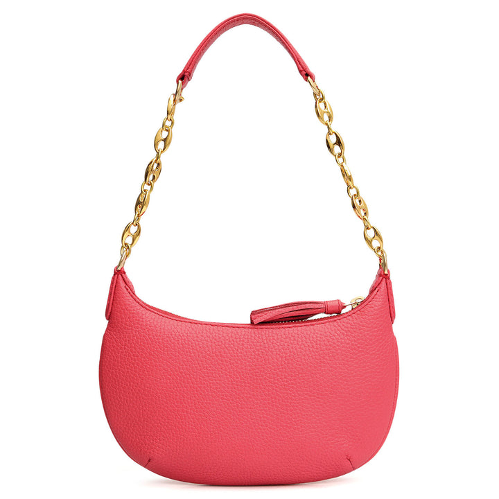 Small Wax Leather Baguette - Corallo