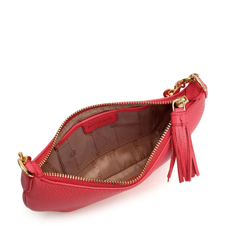 Small Wax Leather Baguette - Corallo