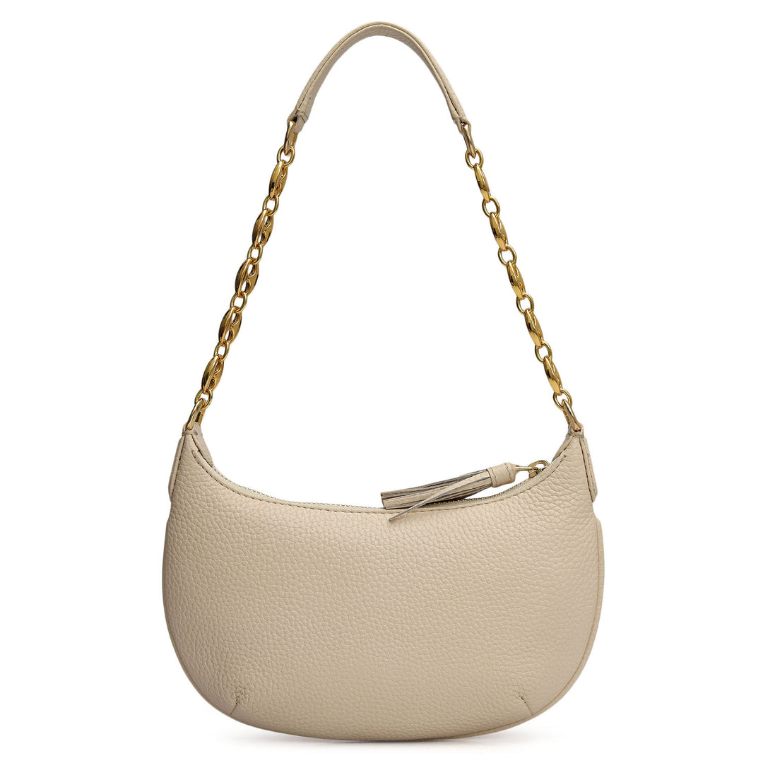 Small Wax Leather Baguette - Marshmallow