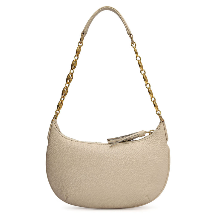 Small Wax Leather Baguette - Marshmallow