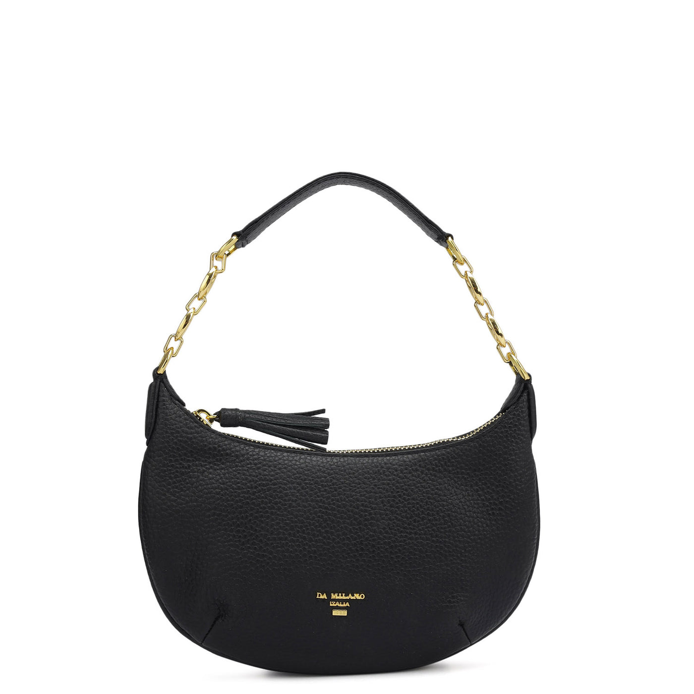 Small Wax Leather Baguette  - Black
