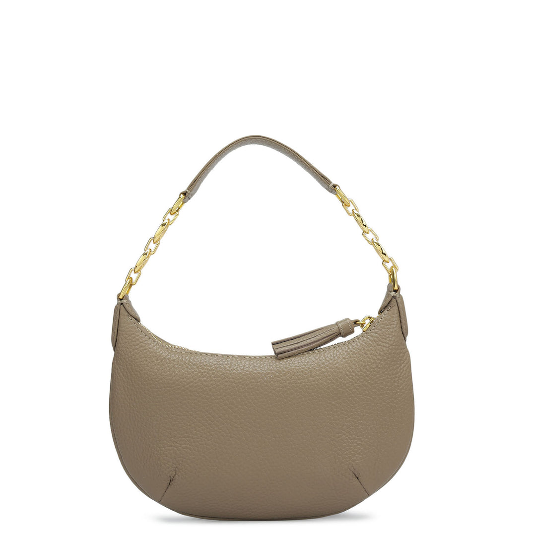 Small Wax Leather Baguette  - Greyish Taupe