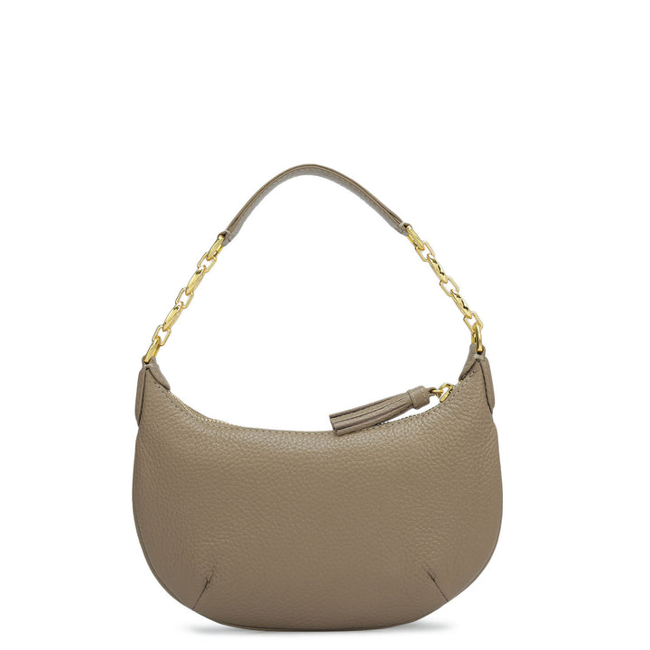 Small Wax Leather Baguette  - Greyish Taupe