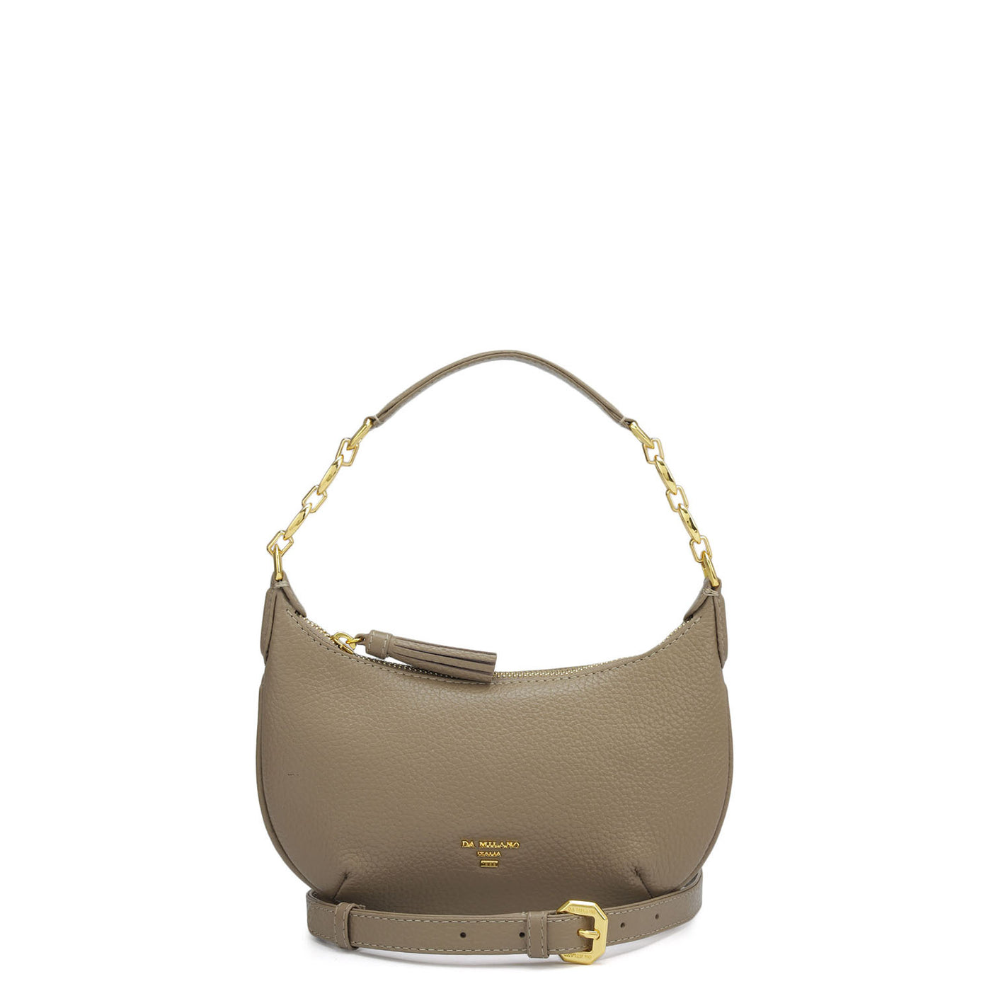 Small Wax Leather Baguette  - Greyish Taupe