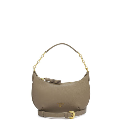 Small Wax Leather Baguette  - Greyish Taupe