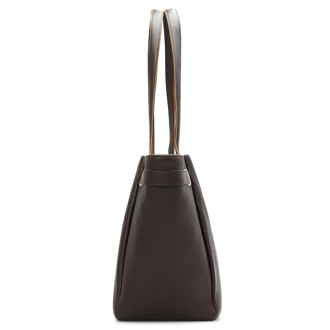 Large Wax Leather Tote - Chocolate