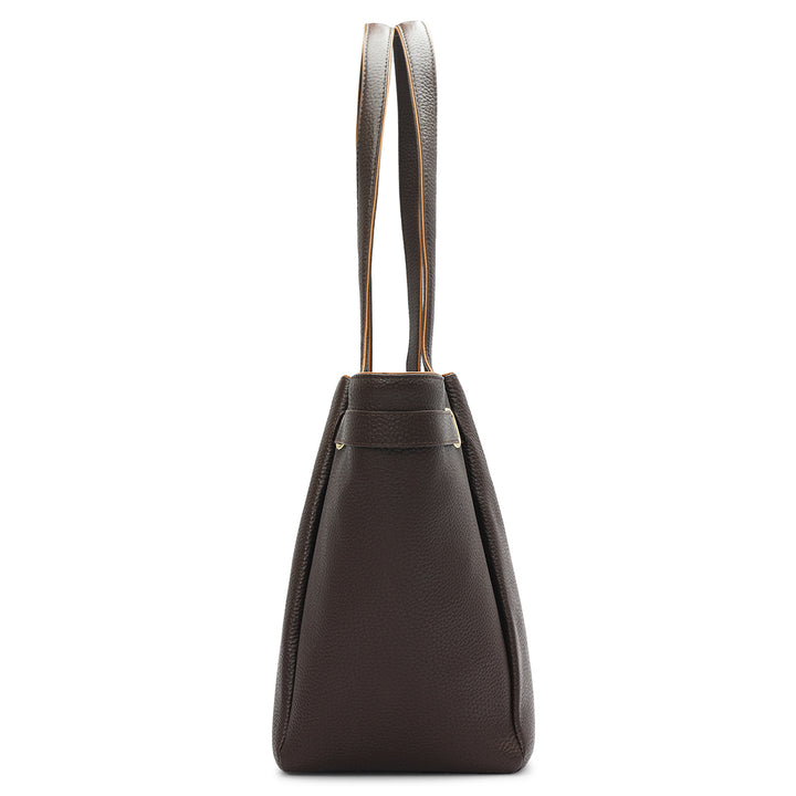 Large Wax Leather Tote - Chocolate
