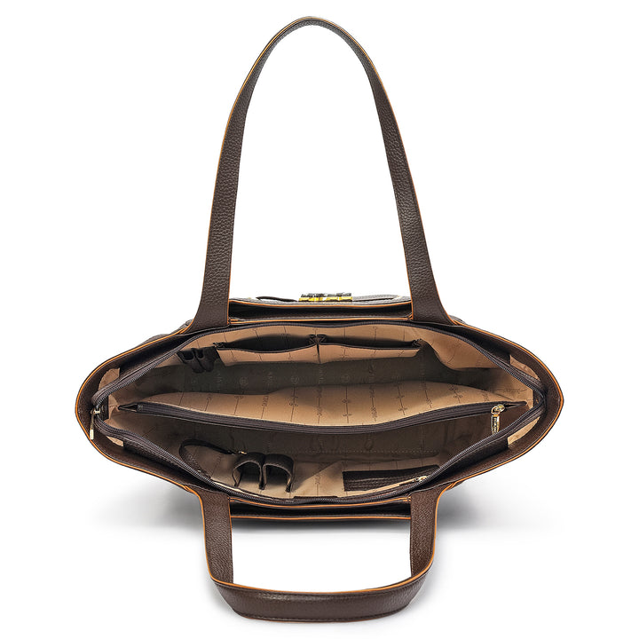 Large Wax Leather Tote - Chocolate