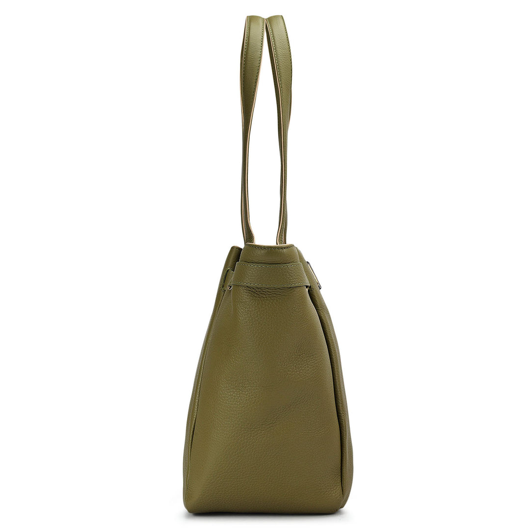 Large Wax Leather Tote - Fern