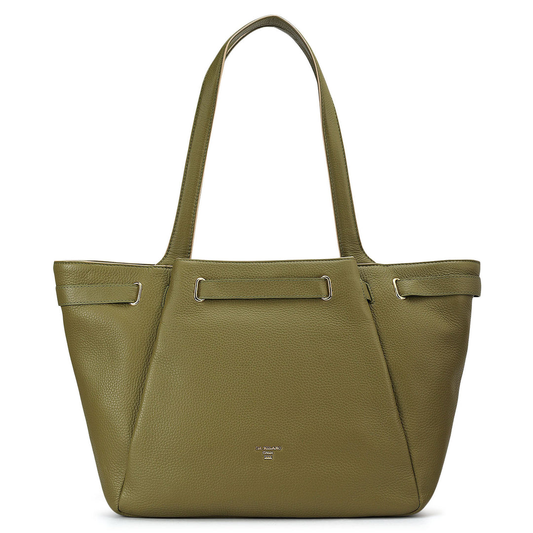 Large Wax Leather Tote - Fern