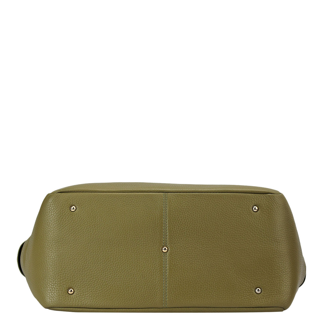 Large Wax Leather Tote - Fern