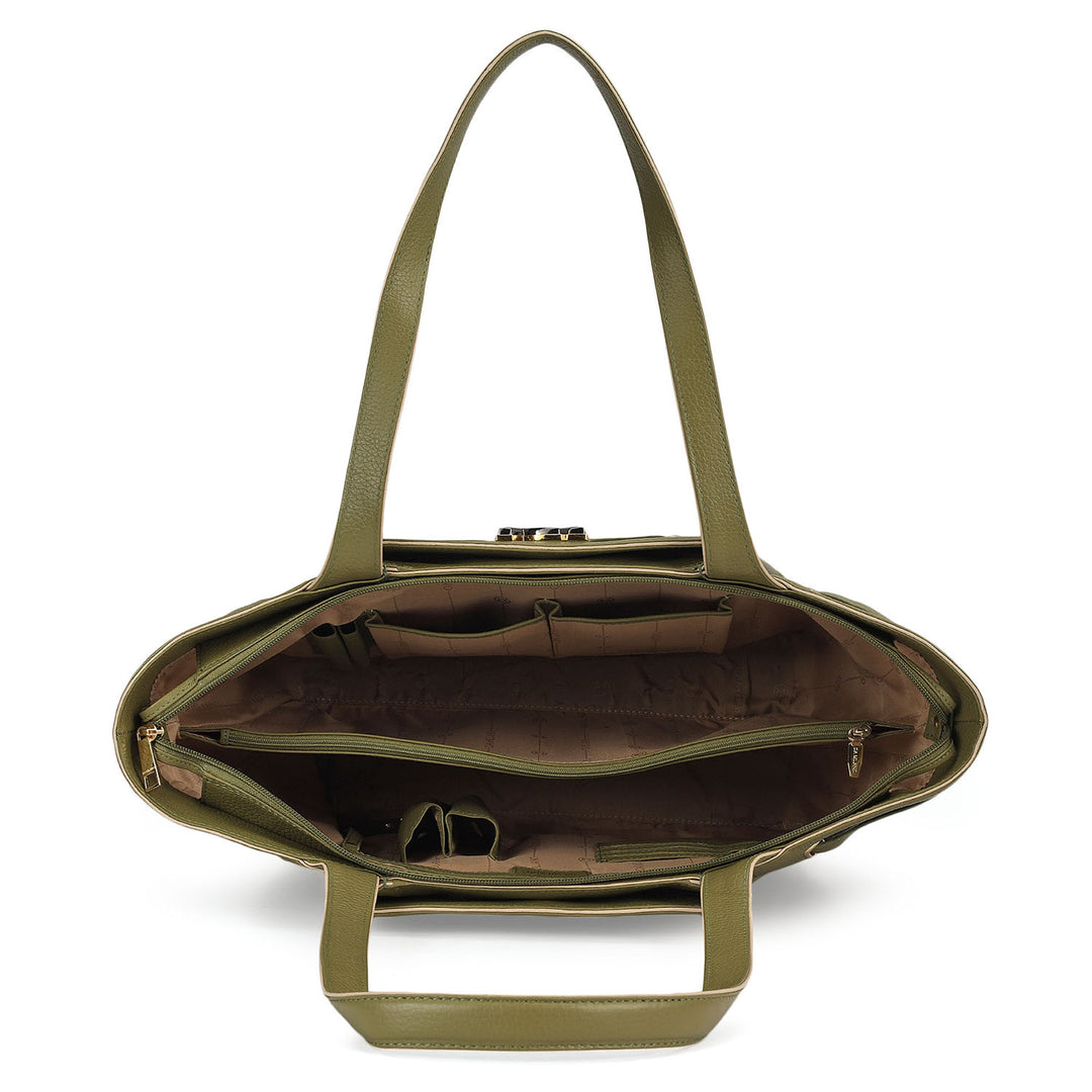 Large Wax Leather Tote - Fern