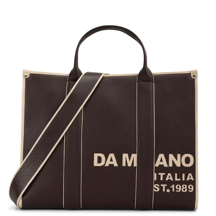 Medium Wax Leather Book Tote - Chocolate