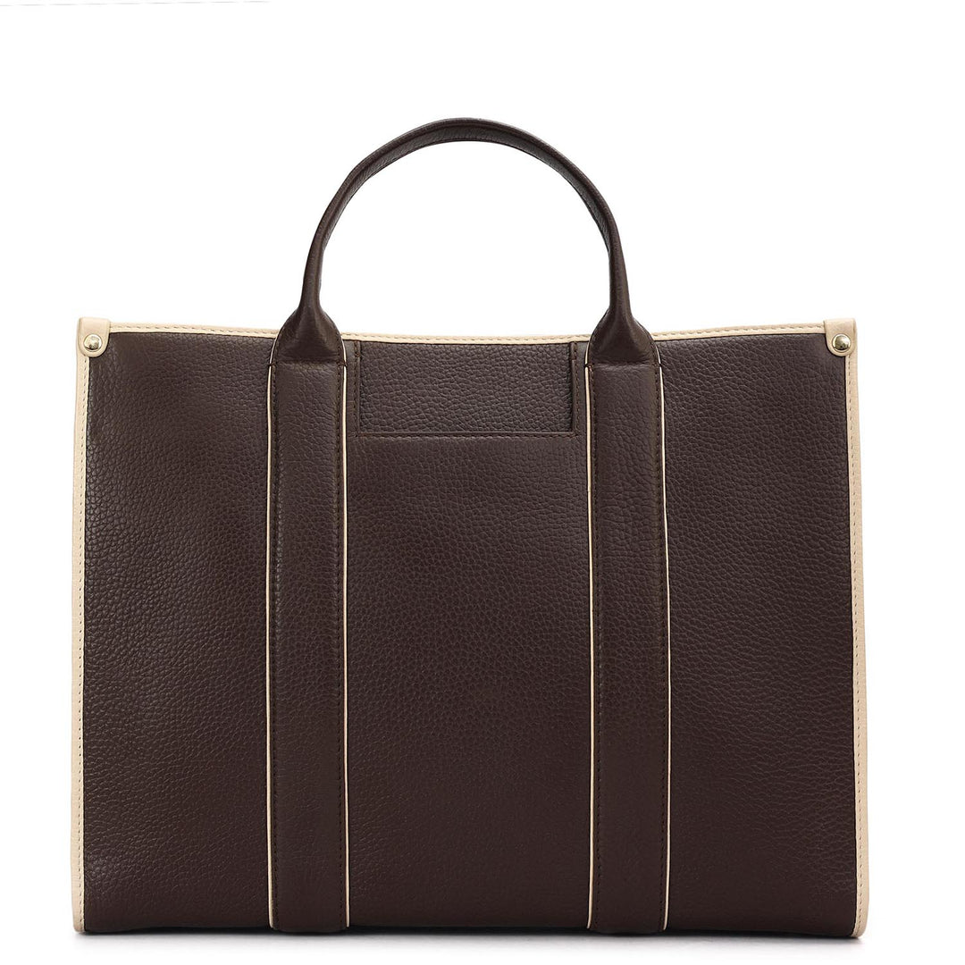 Medium Wax Leather Book Tote - Chocolate