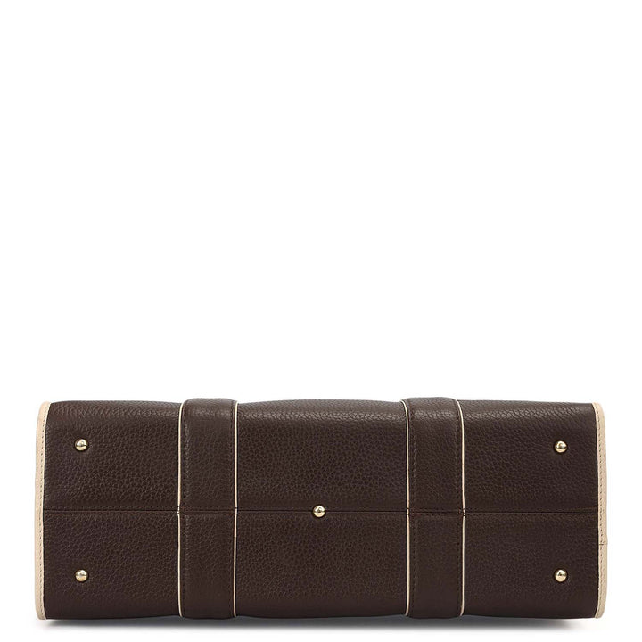 Medium Wax Leather Book Tote - Chocolate