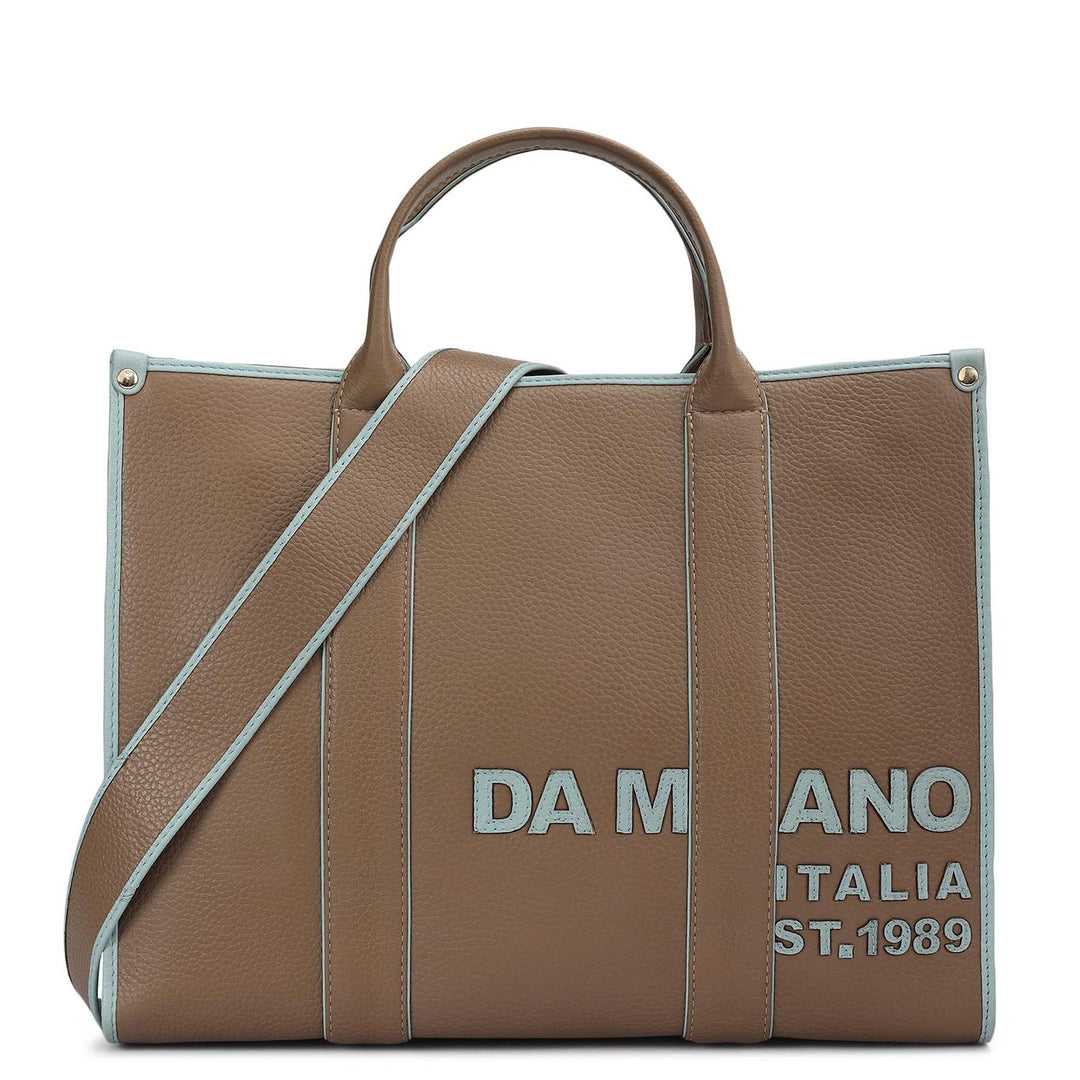 Medium Wax Leather Book Tote - Greyish Taupe