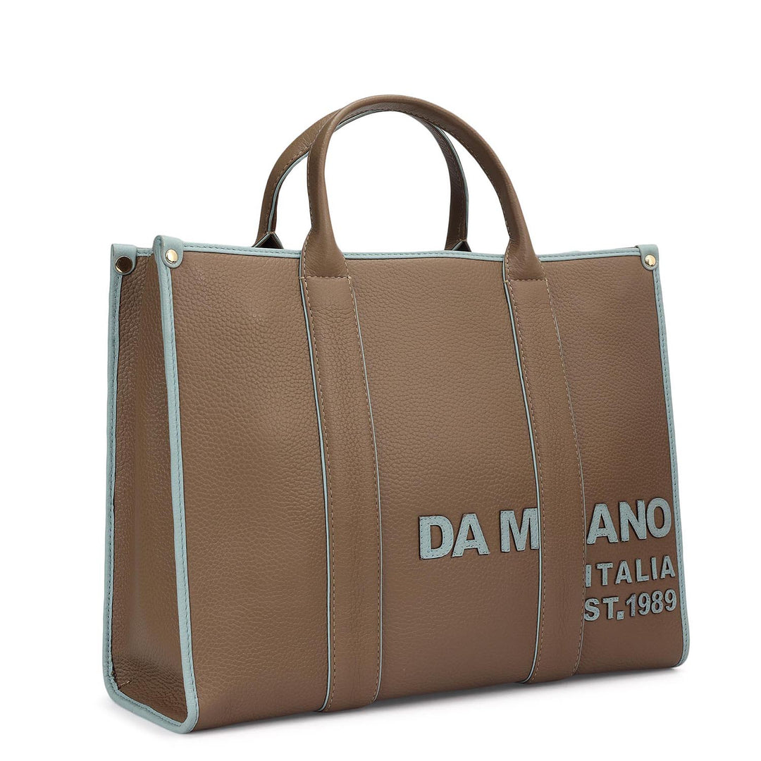 Medium Wax Leather Book Tote - Greyish Taupe