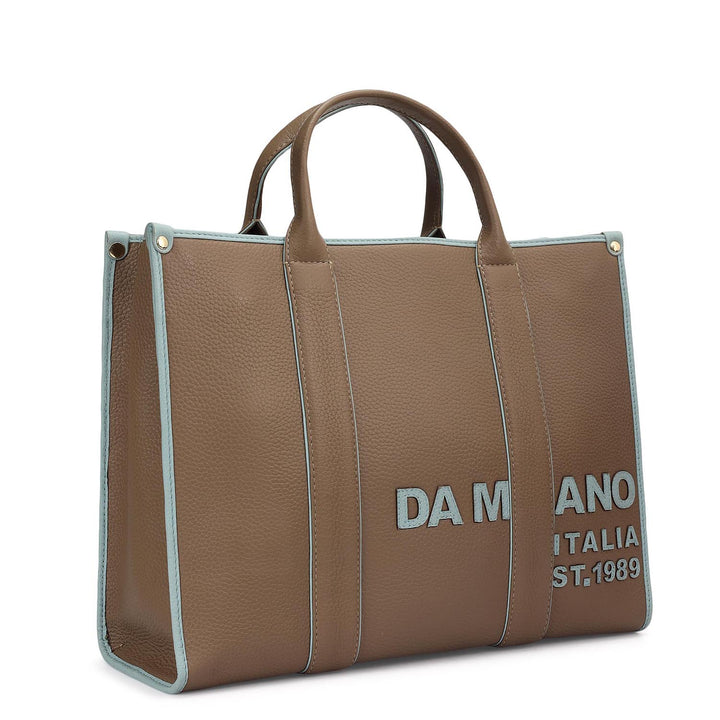 Medium Wax Leather Book Tote - Greyish Taupe