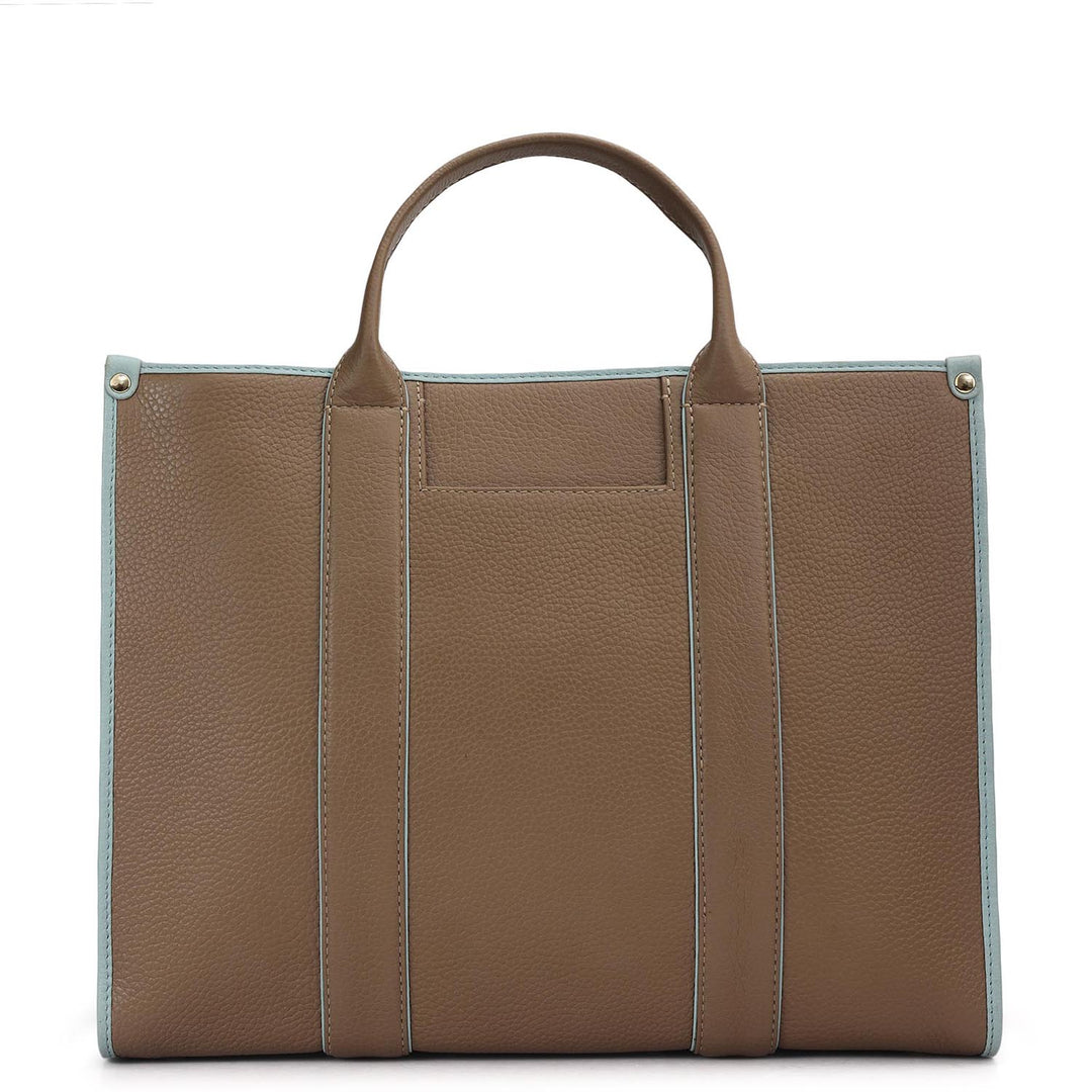 Medium Wax Leather Book Tote - Greyish Taupe