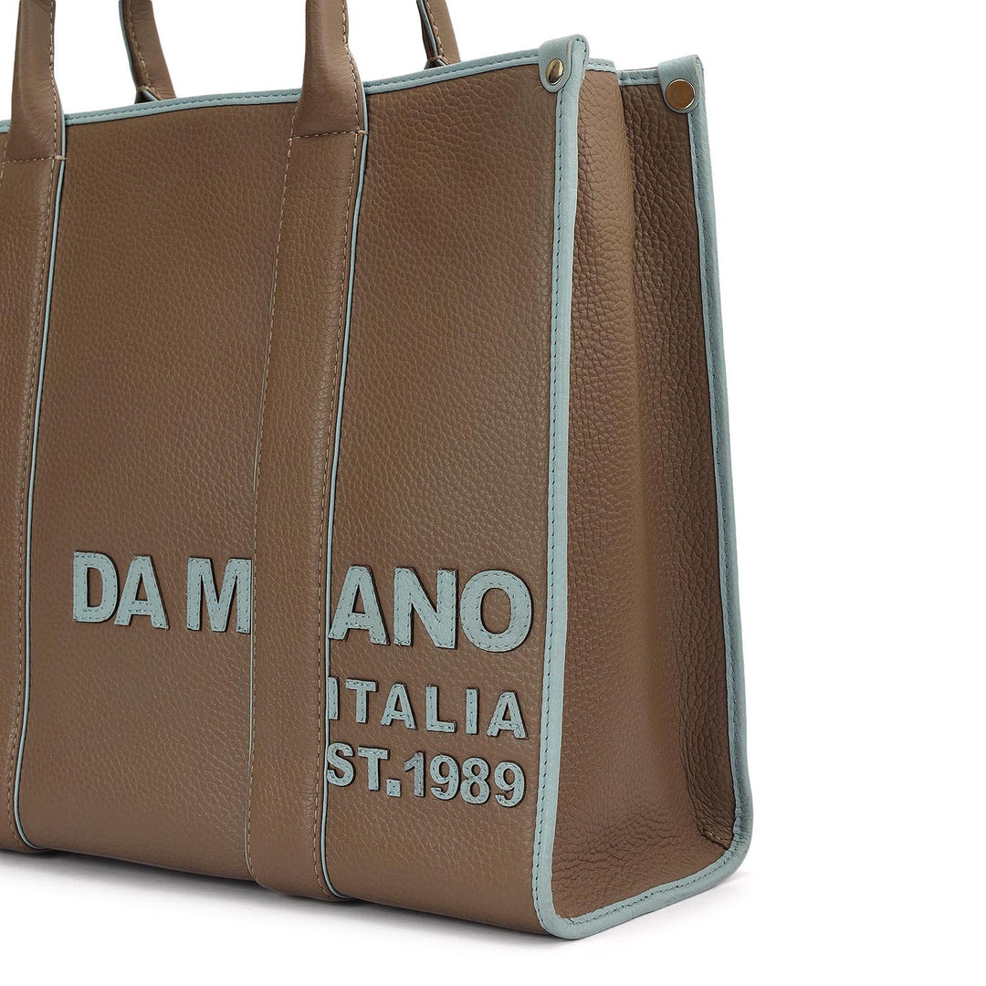 Medium Wax Leather Book Tote - Greyish Taupe